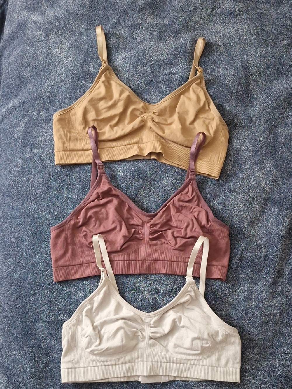 Nursing Only Bra Trio - Tan, Purple, White